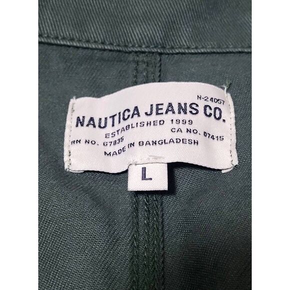 NAUTICA Jeans Jacket Mens Size L Jungle Green Denim Button Down Jacket New with - Picture 5 of 12
